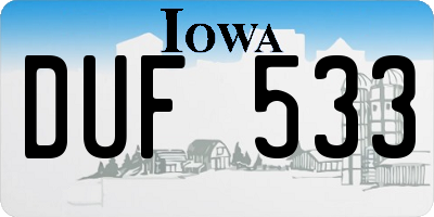 IA license plate DUF533