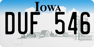 IA license plate DUF546