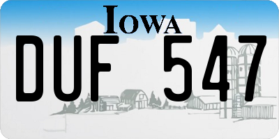 IA license plate DUF547