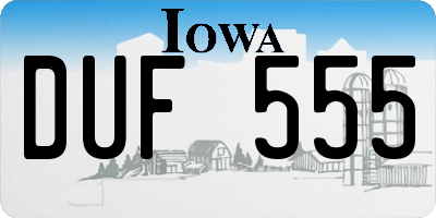 IA license plate DUF555