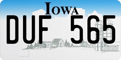 IA license plate DUF565