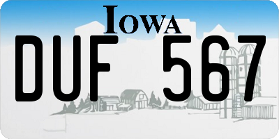 IA license plate DUF567