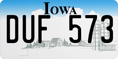 IA license plate DUF573
