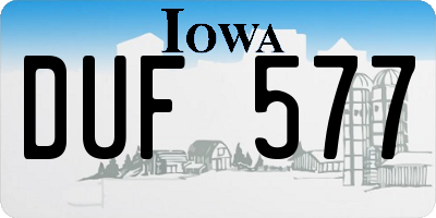 IA license plate DUF577