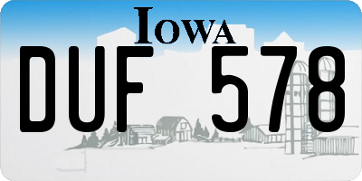 IA license plate DUF578