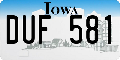IA license plate DUF581
