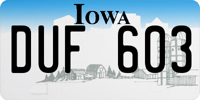 IA license plate DUF603