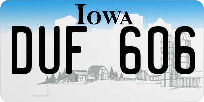 IA license plate DUF606