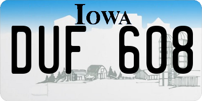 IA license plate DUF608
