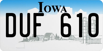 IA license plate DUF610