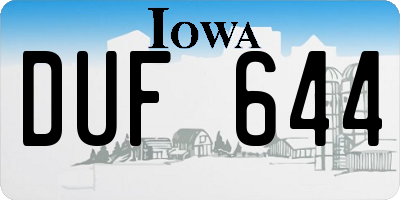 IA license plate DUF644
