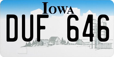 IA license plate DUF646
