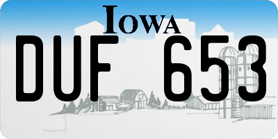 IA license plate DUF653