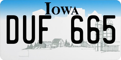IA license plate DUF665