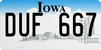 IA license plate DUF667