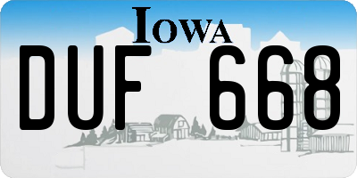 IA license plate DUF668