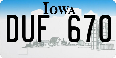 IA license plate DUF670