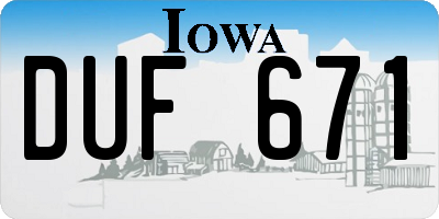 IA license plate DUF671
