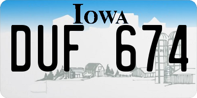 IA license plate DUF674