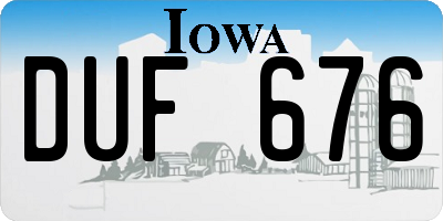 IA license plate DUF676