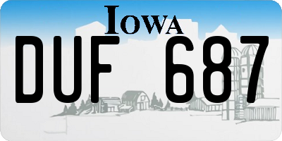 IA license plate DUF687
