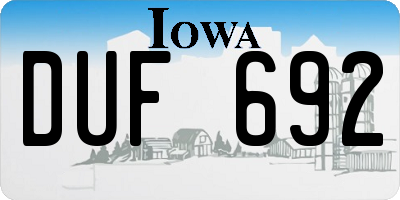 IA license plate DUF692