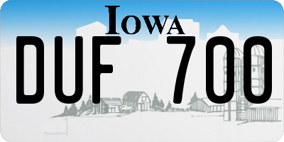 IA license plate DUF700