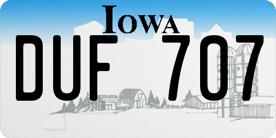 IA license plate DUF707