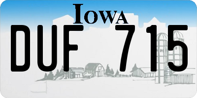 IA license plate DUF715