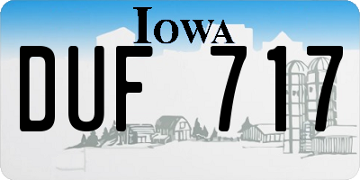 IA license plate DUF717