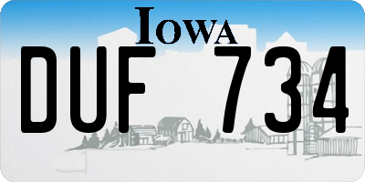 IA license plate DUF734
