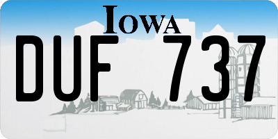 IA license plate DUF737