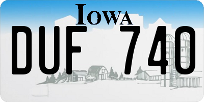 IA license plate DUF740