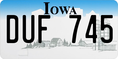 IA license plate DUF745