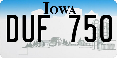 IA license plate DUF750