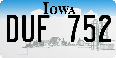 IA license plate DUF752