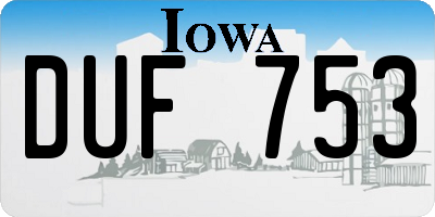 IA license plate DUF753