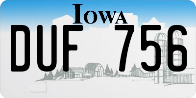 IA license plate DUF756