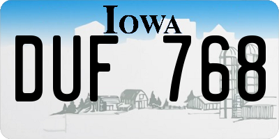 IA license plate DUF768
