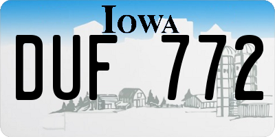 IA license plate DUF772