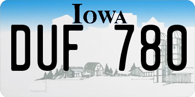 IA license plate DUF780