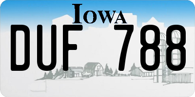 IA license plate DUF788