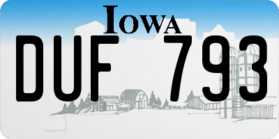 IA license plate DUF793