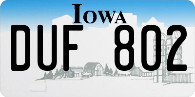 IA license plate DUF802