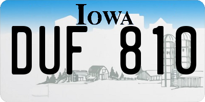 IA license plate DUF810