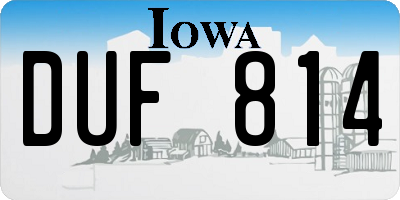 IA license plate DUF814