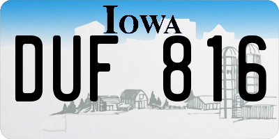 IA license plate DUF816
