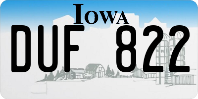 IA license plate DUF822