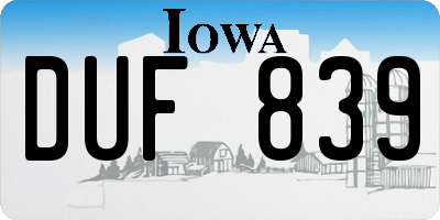 IA license plate DUF839