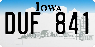 IA license plate DUF841